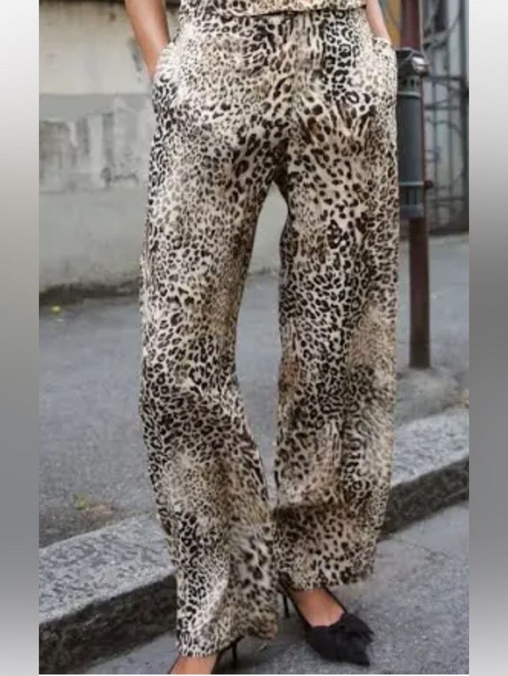 Zara Leopard Print Straigh Leg Trousers